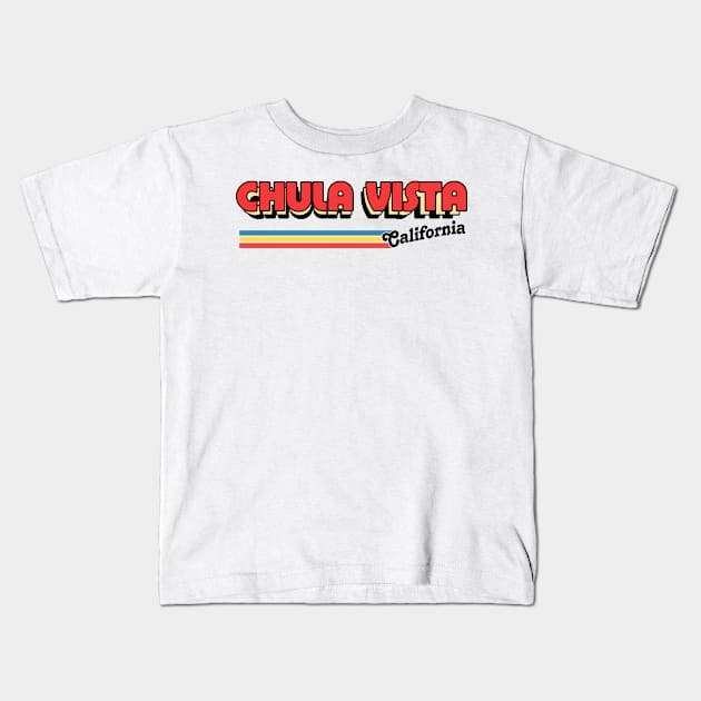 Chula Vista, CA \/\/\/\ Retro Typography Design Kids T-Shirt by DankFutura